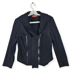 alice + olivia x Bergdorf Goodman Black Asymmetrical Zip Moto Jacket Size XS